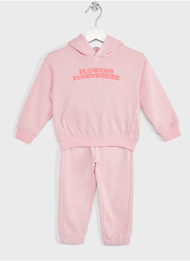 Ripples - Girls Slogan Printing Hoodie And Jogger Set - Image 1