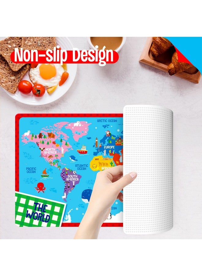 SpriteGru 6 Pack Placemats for Kids, Non-Slip Washable, Reusable Alphabet, Number, Shape & Color, Universe, Map Themed Educational Placemats for Home, Kindergarten, Classroom, Nursery - Image 5