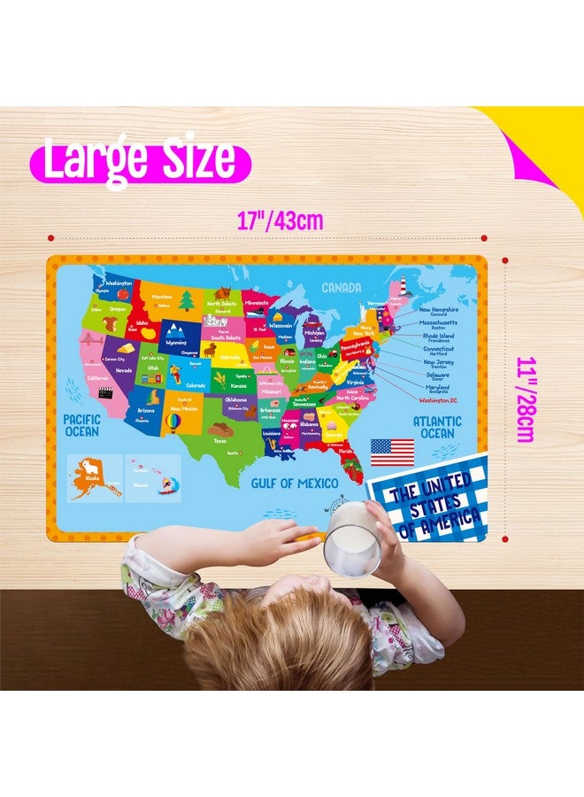 SpriteGru 6 Pack Placemats for Kids, Non-Slip Washable, Reusable Alphabet, Number, Shape & Color, Universe, Map Themed Educational Placemats for Home, Kindergarten, Classroom, Nursery - Image 3