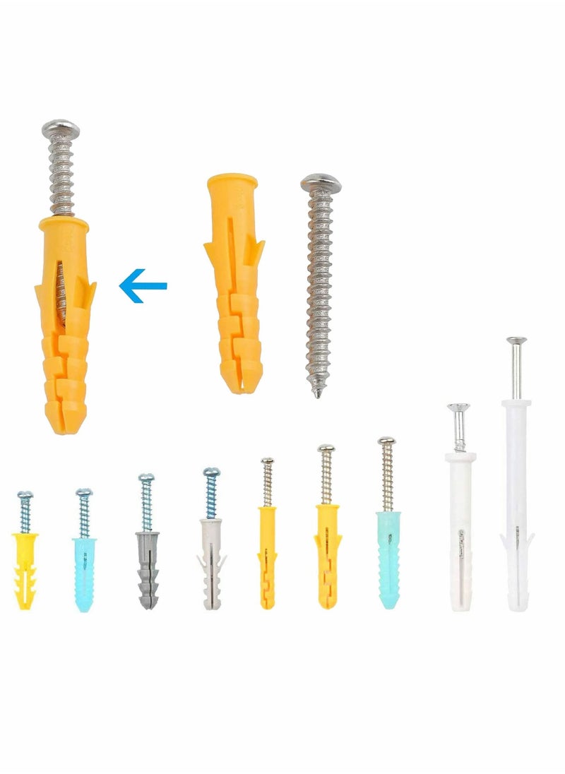 Y&D Self Tapping Screws and Ribbed Anchors Assortment Kit 200PCs Wall Plugs Set Plastic Drilling Drywall for Hollow Hanging or Blinds  - Image 4
