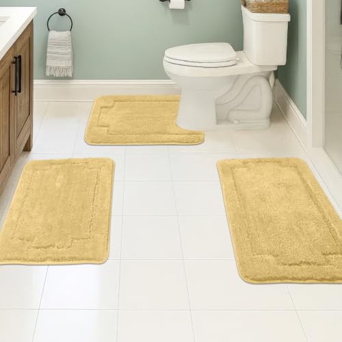CNNJ Bath Rugs Set 3 Pieces Bathroom Mat Soft Absorbent Plush Shaggy Soft Floor Non Slip Shower Bath Tub Machine Washable (HGD-ser, 20"x32"/20"x20"/17"x24") - Image 1