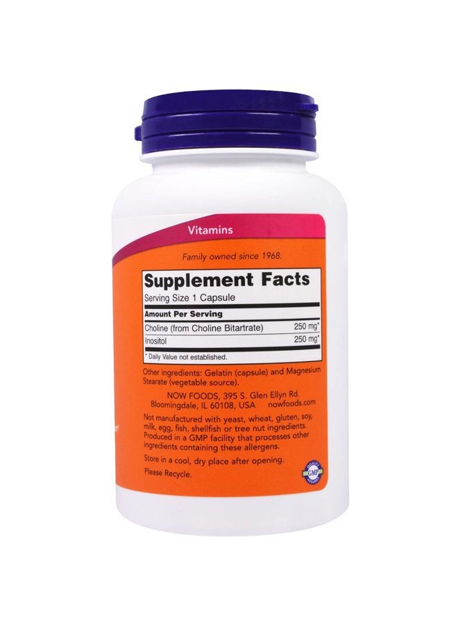 Now Foods Now Foods, (3 Pack) Choline & Inositol, 500 mg, 100 Capsules - Image 2