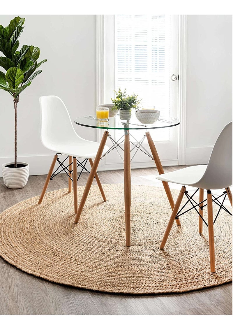 LINGWEI Round Rug Natural Jute Round Handmade Reversible Carpet Area Rug Door Mat Hand Braided Rug Carpet Mat Farmhouse Rugs - Image 4