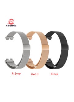 CoomBe 3-Pack Stainless Steel Milanese Loop Band Watchband For HUAWEI Band 8/9 Black/Sliver/Gold  - Image 1