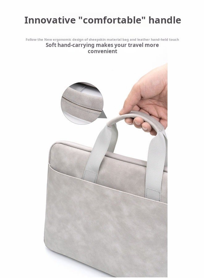 New PU Nubuck Leather Laptop Bag for 15-16 Inch MacBook Pro/Dell XPS, Full Open Shockproof Briefcase with Water-resistant Lining  Anti-Scratch Padding, Business Computer Bag for Work Travel Commute(  - Image 4