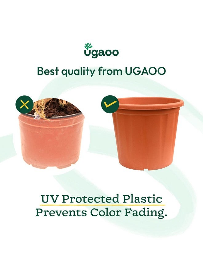 UGAOO UV Treated Gardening Pots and Planters for Plants (10 inch Brown/Terracotta Color Set of 3 Plastic Pots) - Image 3