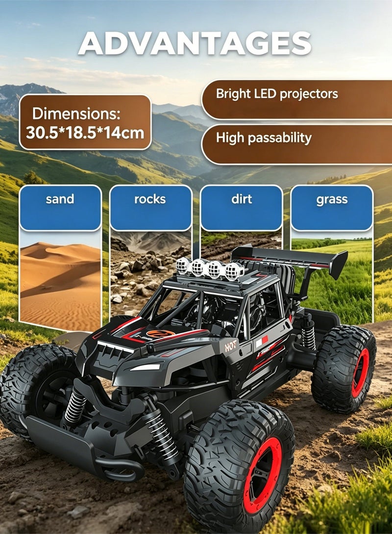 RC Cars Remote Control Car 1:14 Off Road Monster Truck 2WD Off-Road Climbing Vehicle LED Headlight Rock Crawler,2.4Ghz All Terrain Hobby Truck,Boy Adult Gifts - Image 2