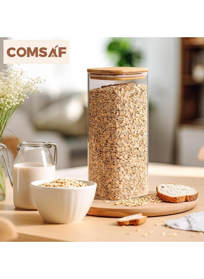 ComSaf 61oz Glass Storage Containers with Lids, Glass Jars with Lids, Clear Food Storage Jar, Square Glass Canister Set of 3, Pantry Organizers and Storage for Flour Rice Pasta Tea Coffee Bean - Image 5
