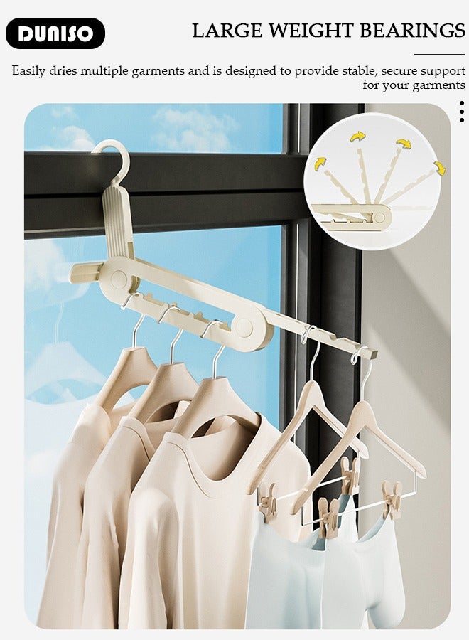 DUNISO 2 PCS Folding Clothes Drying Rack, Extendable Travel Drying Rack with 13 Holes, Portable Clothes Rack, Foldable Wall Drying Stand, Laundry Room Hanging Rack for Outdoor Camping Travel, Hotel Apartment, Student Apartment  - Image 5