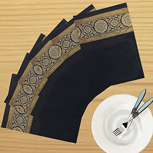 Dekor World Zari Floral Brocket Place Mat (Pack of 6 Pcs) - Image 5