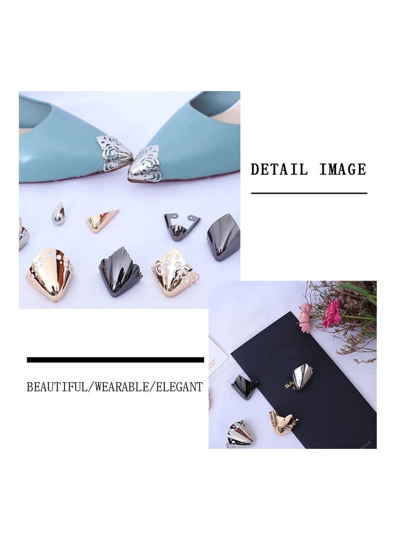 SYOSI Metal Shoes Pointed Protector, Hollow Flower High Heels Toe Cap, Elegant High Heels Tip Cover Durable Shoes Tips Cap for Shoes Protection Repair Decoration, 3 Colors 6PCS, Invisible Decorative - Image 5