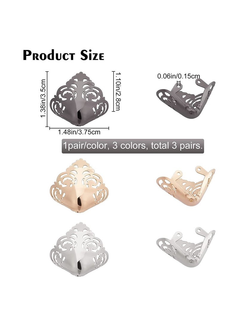 SYOSI Metal Shoes Pointed Protector, Hollow Flower High Heels Toe Cap, Elegant High Heels Tip Cover Durable Shoes Tips Cap for Shoes Protection Repair Decoration, 3 Colors 6PCS, Invisible Decorative - Image 4