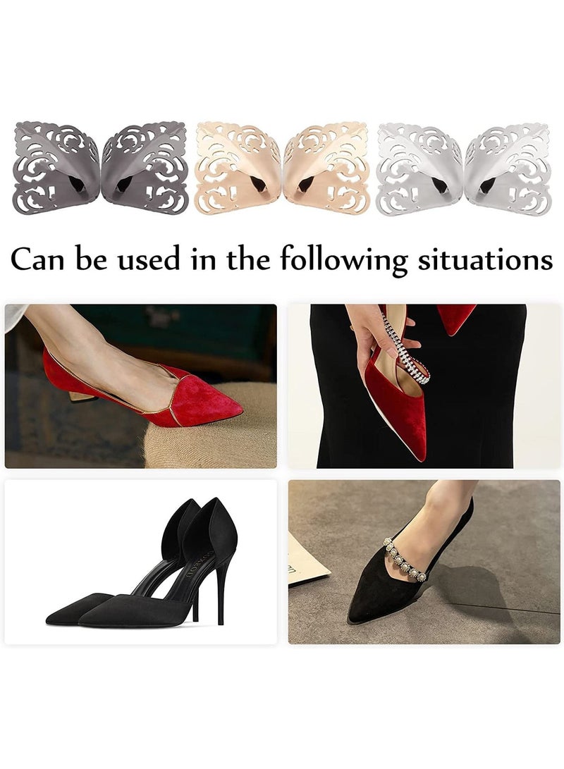 SYOSI Metal Shoes Pointed Protector, Hollow Flower High Heels Toe Cap, Elegant High Heels Tip Cover Durable Shoes Tips Cap for Shoes Protection Repair Decoration, 3 Colors 6PCS, Invisible Decorative - Image 2