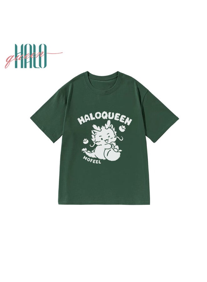 HALOQUEEN Halo Queen Women's Short-sleeve T-shirt, Summer Cool-feeling Little Dragon Print T-shirt, Loose-fitting Large Version Slimming Top, H133t1568 - Image 3