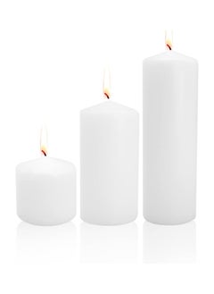 Generic 3-Pieces Set Unscented Block Candle Natural White  - Image 1