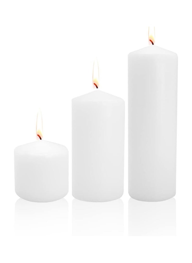 Generic 3-Pieces Set Unscented Block Candle Natural White  - Image 1