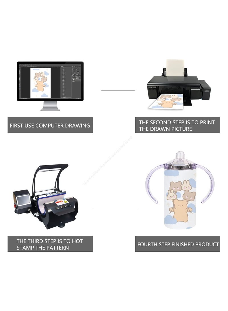 SOLARAE 2Pcs Sublimation Sippy Cup Blank with Handles Straight Sublimation Tumblers Stainless Steel Insulated Skinny Tumblers with Splash-proof Lid Shatterproof Water Tumbler 12 oz - Image 3