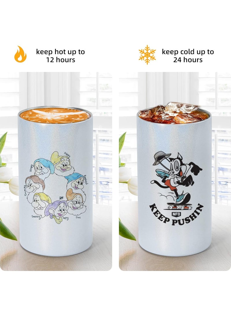 SOLARAE 2Pcs Sublimation Sippy Cup Blank with Handles Straight Sublimation Tumblers Stainless Steel Insulated Skinny Tumblers with Splash-proof Lid Shatterproof Water Tumbler 12 oz - Image 5