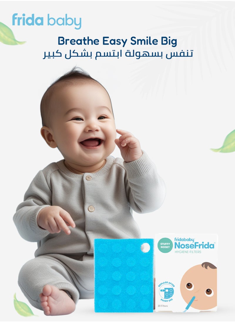 fridababy NoseFrida Hygiene Filters | Made in Sweden | 20-Count Nasal Aspirator Replacement Filters | Safe, BPA-Free, Hygienic, Blocks Mucus & Bacteria | Baby Congestion Relief  - Image 5