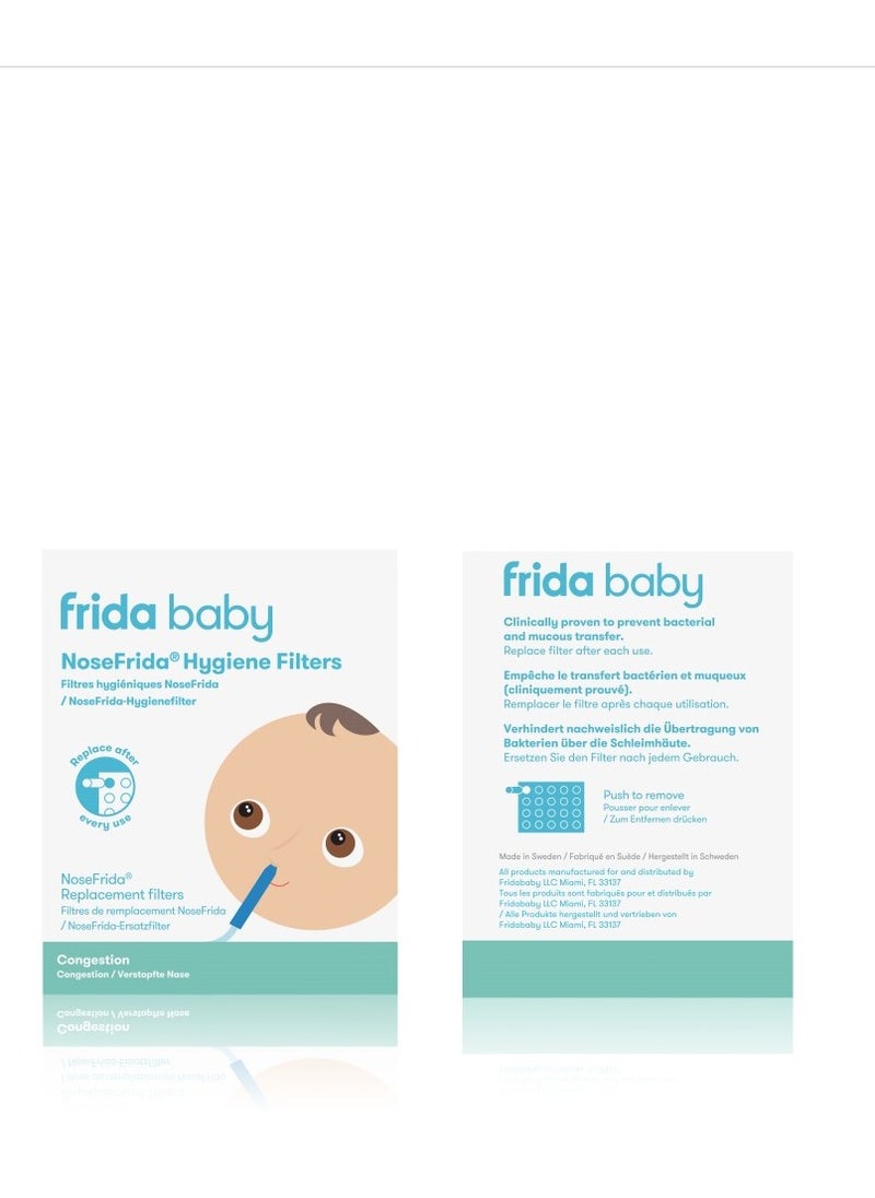 fridababy - NoseFrida Hygiene Filters | Made in Sweden | 20-Count Nasal Aspirator Replacement Filters | Safe, BPA-Free, Hygienic, Blocks Mucus & Bacteria | Baby Congestion Relief - Image 1