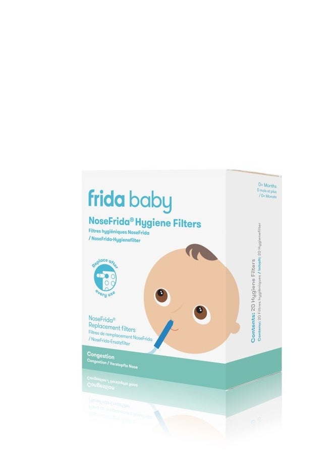 fridababy - NoseFrida Hygiene Filters | Made in Sweden | 20-Count Nasal Aspirator Replacement Filters | Safe, BPA-Free, Hygienic, Blocks Mucus & Bacteria | Baby Congestion Relief - Image 1