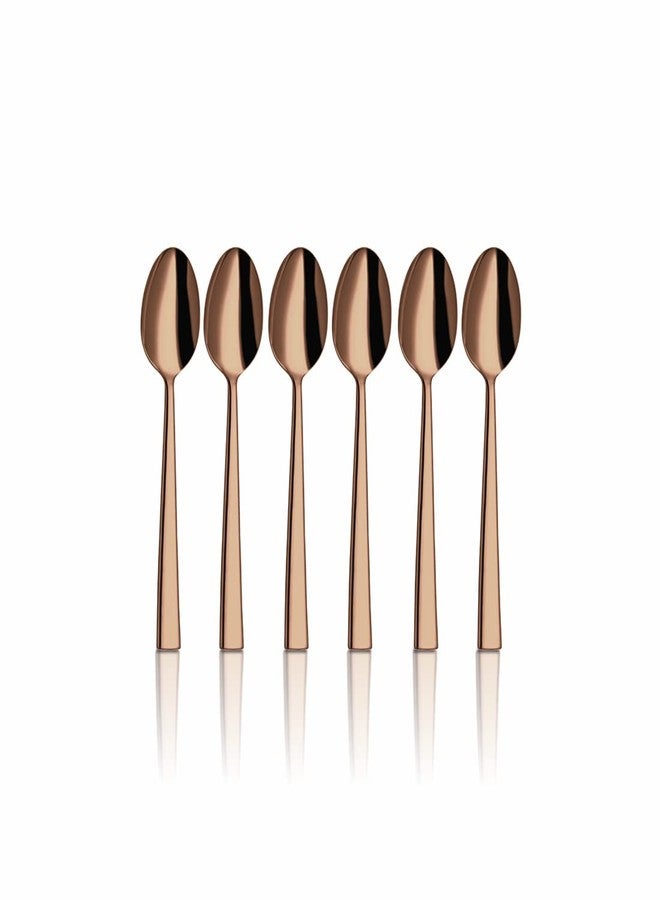 Shri & Sam ملاعق قهوة من الفولاذ المقاوم للصدأ من شري آند سام، مطلية بطبقة PVD ذهبية وردية اللون، 6 قطع - Image 1