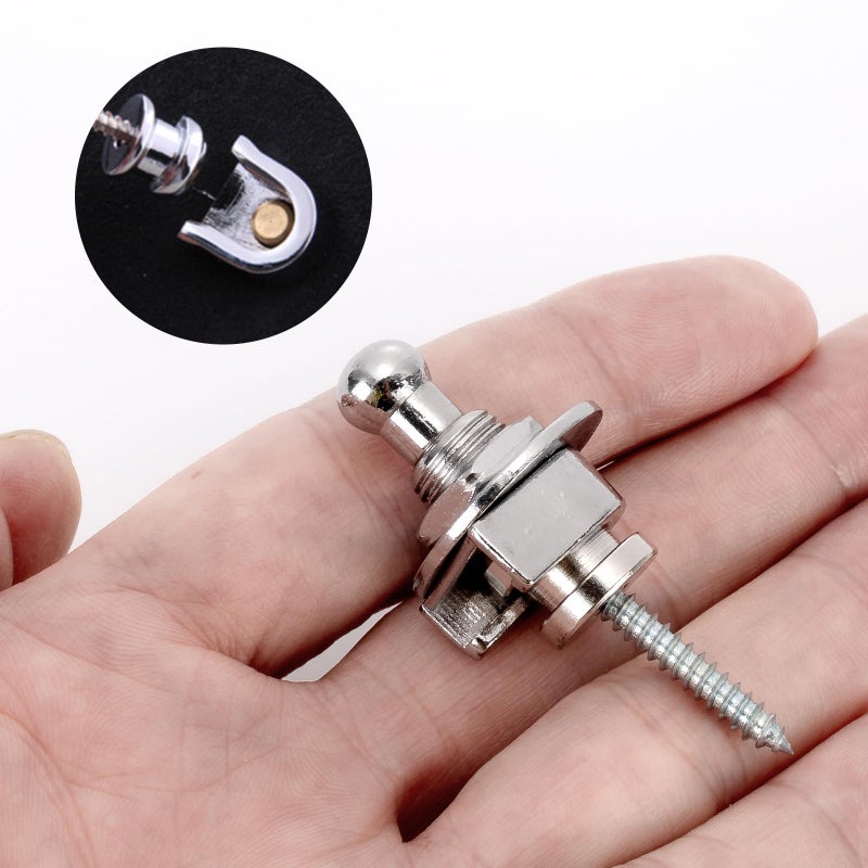 Swhmc Guitar Strap Lock Round Head Bass Security Straplocks Strap Retainer, Schaller Style, Guitar Replacements (Pack of 4) - Image 3
