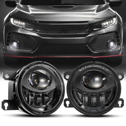4X4FLSTC New LED Fog Lights Assembly Compatible with Honda Sedan models 2013-2021 Civic, 2015-2020 Fit, 2019-2020 HR-V, 2013-2015 Accord Replacement Driving lights Fog Lamps DOT Approved Black 1 Pair - Image 1