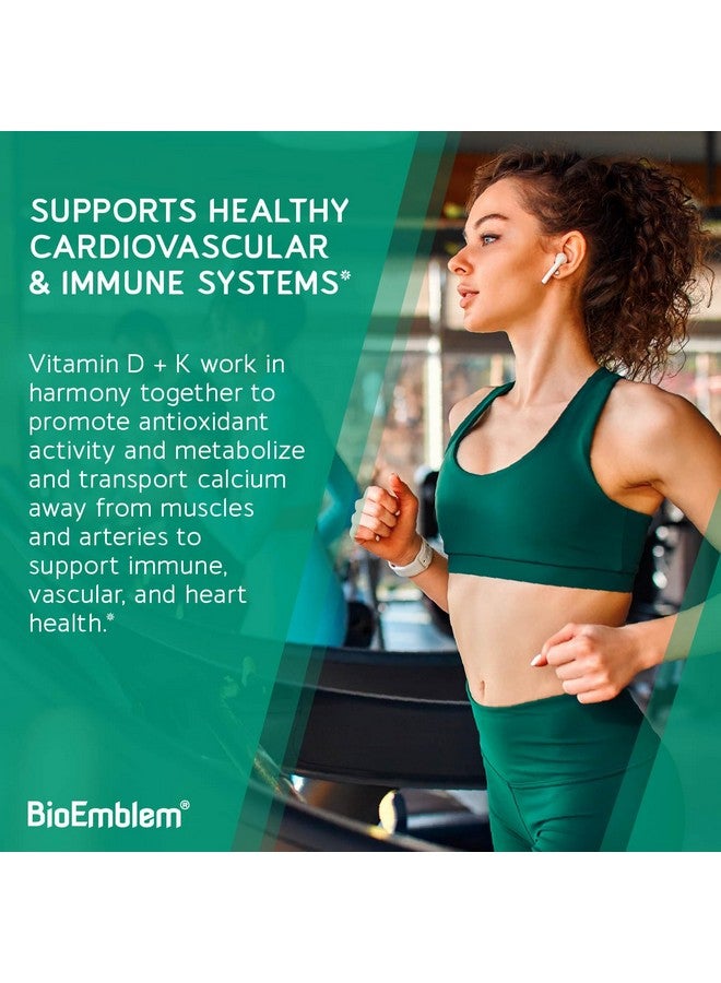 BioEmblem BioEmblem Vitamin D3 K2 Capsules (5000IU and 200mcg) - Patented MK7 and MK4 for 3-in-1 Complex Support - Vegetarian Vitamin D K2 Supplement for Teeth, Heart, Immune System - Non-GMO, 90 Caps - Image 2