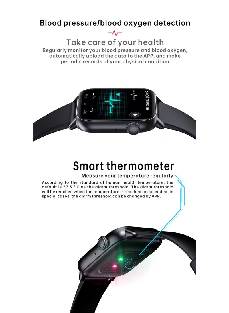 QS08Pro Body Temperature Heart Rate Sports Call Smart Watch (Grey) - Image 4