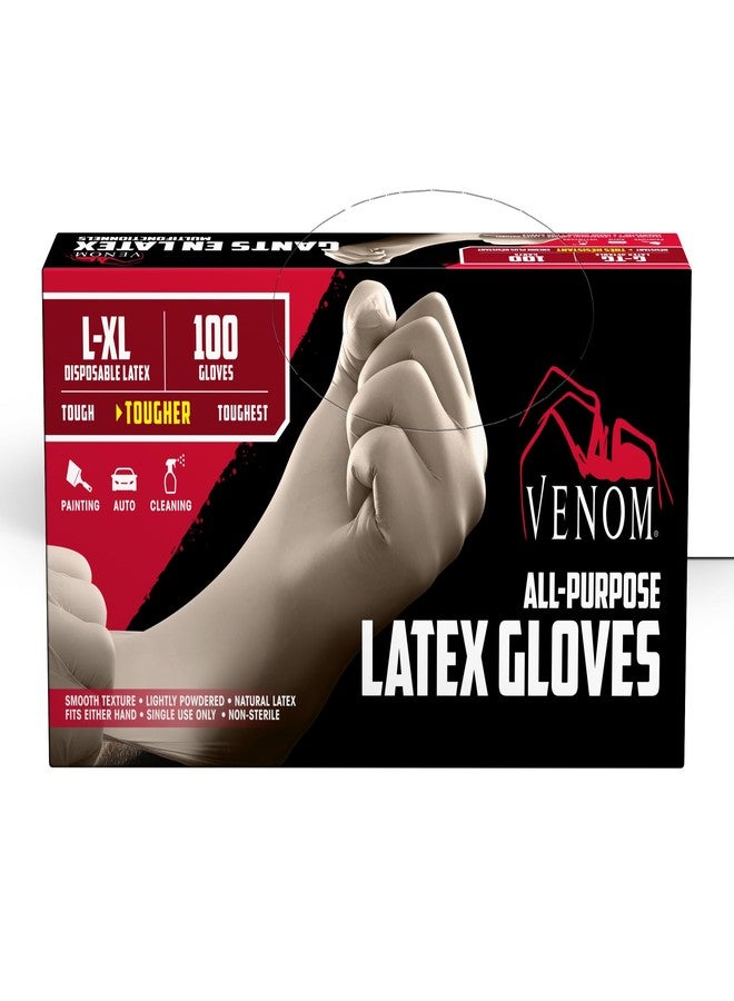 Venom Medline Venom Powdered Latex Multi-Purpose Disposable Gloves, One-Size, 100 Count - Image 1