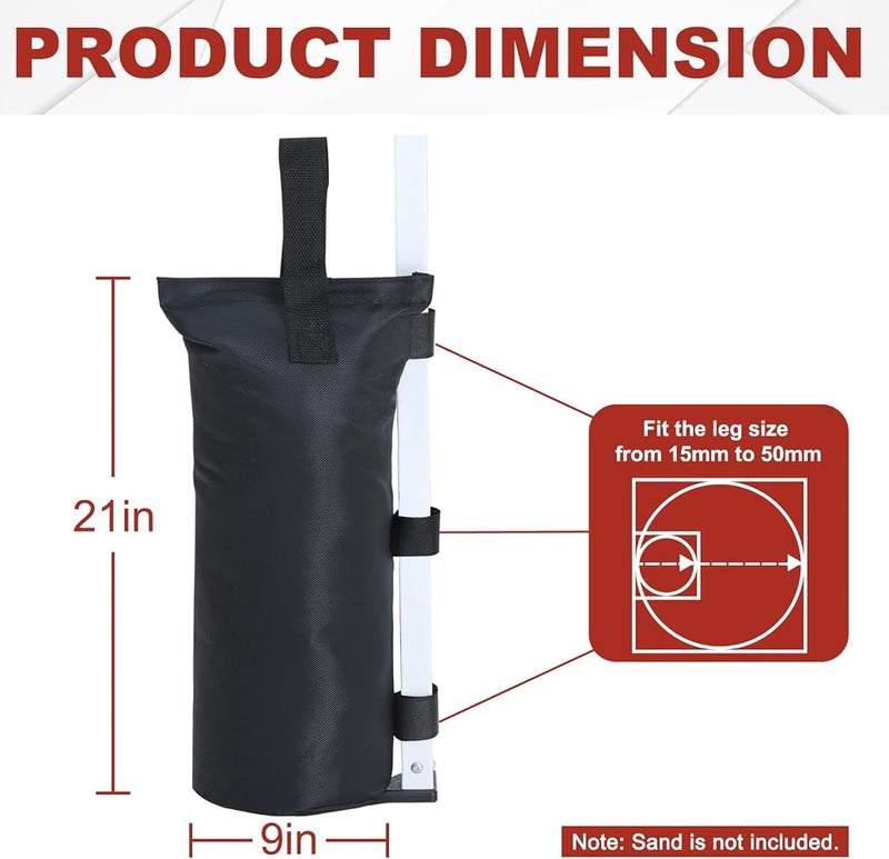 ABCCANOPY 150 LBS Extra Large Canopy Sand Bags, 4-Pack, Black (Without Sand) - Image 2