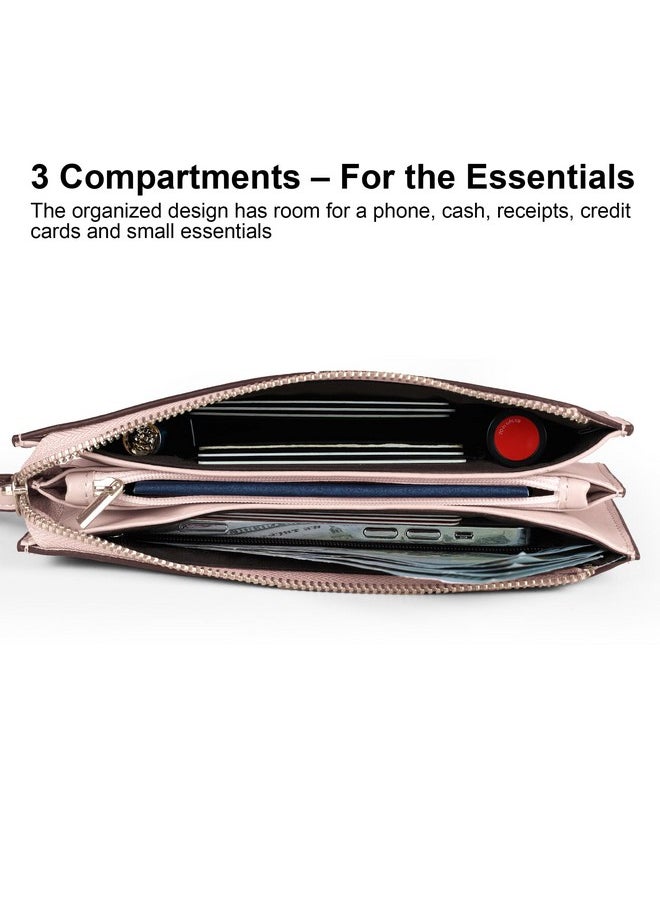 befen Women'S Genuine Leather Wristlet Clutch Cell Phone Wallet Multi Card Organizer Wallet Purse Powder Pink  - Image 2