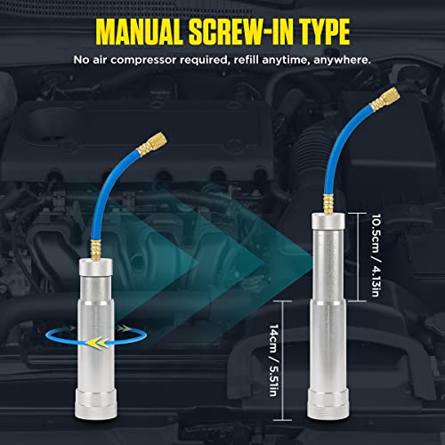 KAISAL AC Oil and Dye Injector Screw-in Type AC Oil Injector Tool 2Oz AC Dye Kit with Scale, R410A R134A Refrigerant Recharge Kit HVAC, Engine Oil Dye Injector Automotive with R134A Coupler & 1/4" SAE Thread - Image 4