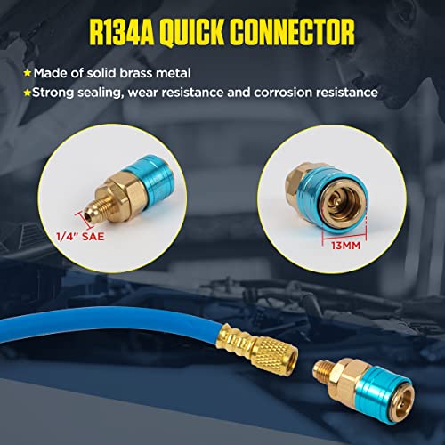KAISAL AC Oil and Dye Injector Screw-in Type AC Oil Injector Tool 2Oz AC Dye Kit with Scale, R410A R134A Refrigerant Recharge Kit HVAC, Engine Oil Dye Injector Automotive with R134A Coupler & 1/4" SAE Thread - Image 5