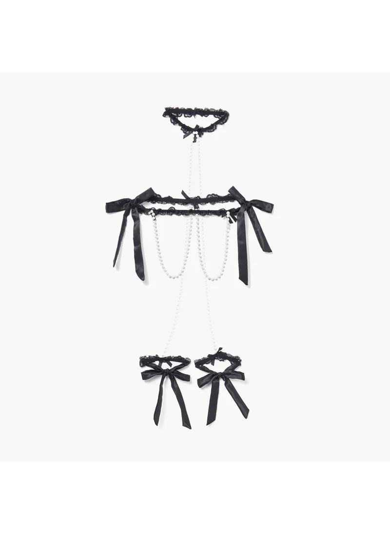 FAV Bead Embellished 2-Piece Lingerie Accessory Set