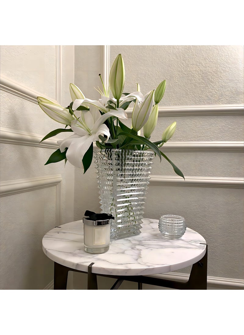mcmcncuiu MCMCNCUIU Crystal Vase  Large Crystal Vase for Flowers  Clear Glass Vase  Large Flower Vase  Modern Vase for Living Room  Bedroom  Kitchen  Dining Table  Mantle  Wedding  11 Inches  - Image 3