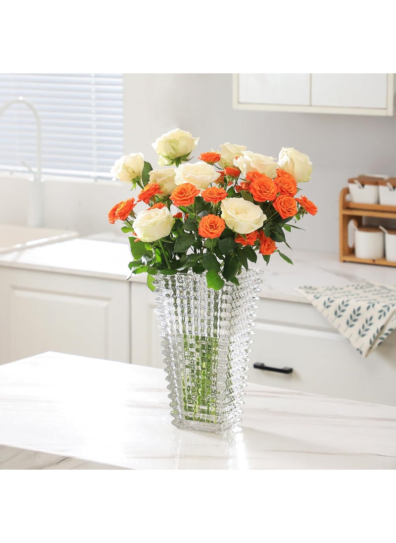 mcmcncuiu MCMCNCUIU Crystal Vase  Large Crystal Vase for Flowers  Clear Glass Vase  Large Flower Vase  Modern Vase for Living Room  Bedroom  Kitchen  Dining Table  Mantle  Wedding  11 Inches  - Image 2