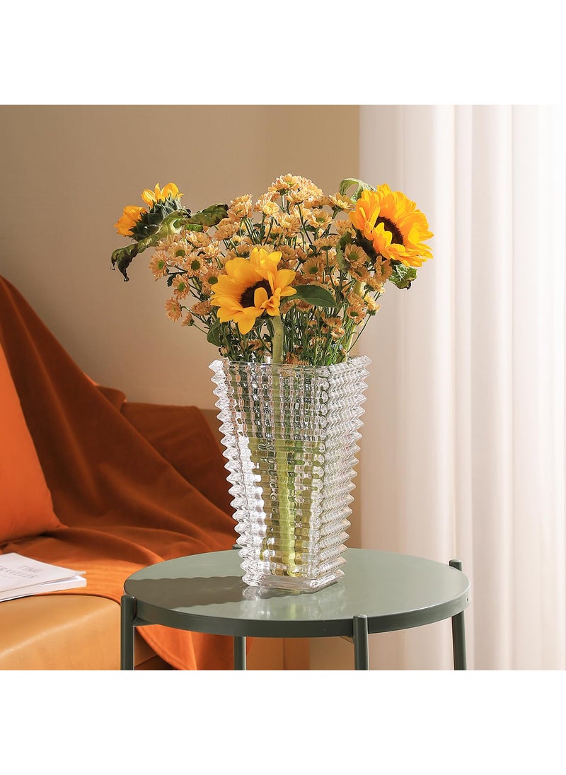 mcmcncuiu MCMCNCUIU Crystal Vase  Large Crystal Vase for Flowers  Clear Glass Vase  Large Flower Vase  Modern Vase for Living Room  Bedroom  Kitchen  Dining Table  Mantle  Wedding  11 Inches  - Image 4