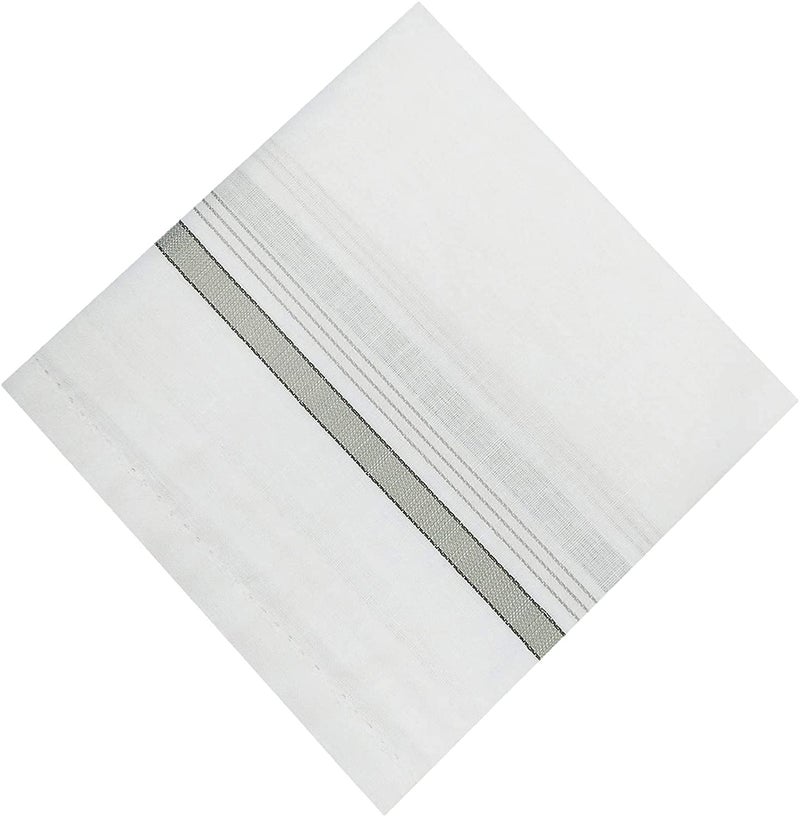 Kuber Industries Lining Design Men's Handkerchiefs | 100% Pure Cotton & Pocket Square Hankies | Classic Plaid Pattern Perfect for Gift, Set of 3 (White) | Stylish and Practical Men's Accessories - Image 5