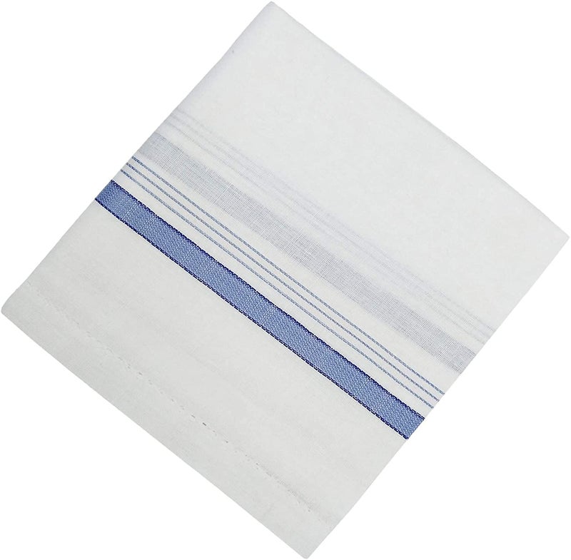 Kuber Industries Lining Design Men's Handkerchiefs | 100% Pure Cotton & Pocket Square Hankies | Classic Plaid Pattern Perfect for Gift, Set of 3 (White) | Stylish and Practical Men's Accessories - Image 4