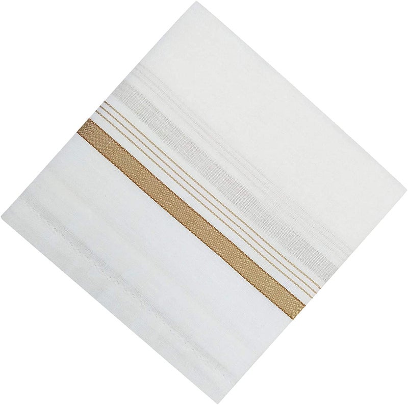 Kuber Industries Lining Design Men's Handkerchiefs | 100% Pure Cotton & Pocket Square Hankies | Classic Plaid Pattern Perfect for Gift, Set of 3 (White) | Stylish and Practical Men's Accessories - Image 3