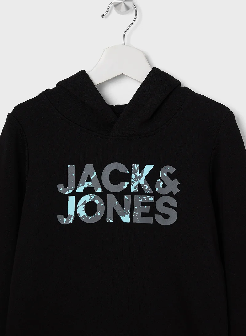 Jack & Jones Junior Kids Jjstyd Corp Logo Splash Hoodie