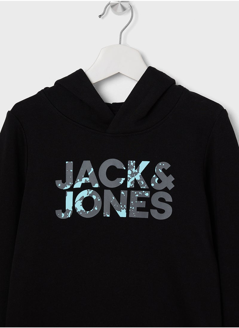 Jack & Jones Junior Kids Jjstyd Corp Logo Splash Hoodie  - Image 3