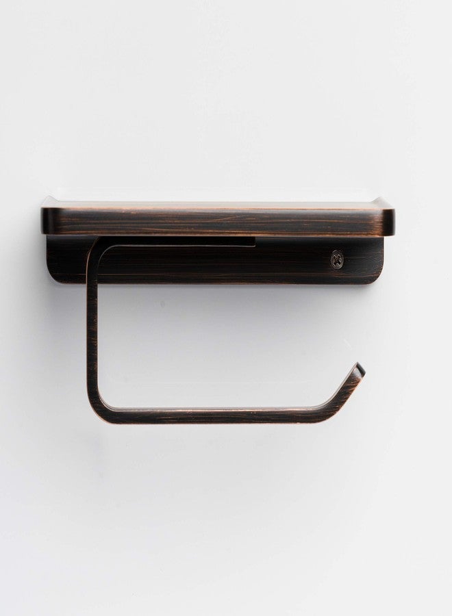 Linkaa Brone Toilet Paper Holder with Shelf Oil Rub Bronze,Wall Mount Bathroom Decor Phone Holder,Linkaa Bathroom Accessories Storage Shelf for Phone,Rust-Proof - Image 3