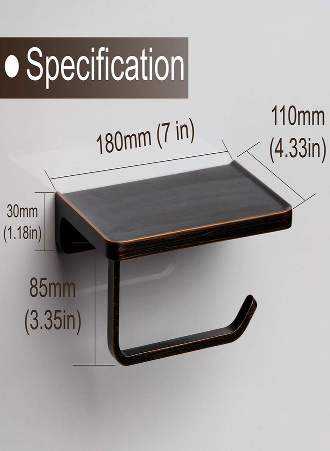 Linkaa Brone Toilet Paper Holder with Shelf Oil Rub Bronze,Wall Mount Bathroom Decor Phone Holder,Linkaa Bathroom Accessories Storage Shelf for Phone,Rust-Proof - Image 2