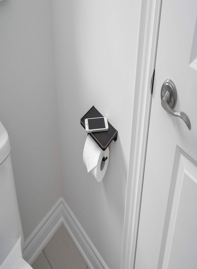 Linkaa Brone Toilet Paper Holder with Shelf Oil Rub Bronze,Wall Mount Bathroom Decor Phone Holder,Linkaa Bathroom Accessories Storage Shelf for Phone,Rust-Proof - Image 5
