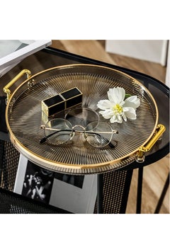 Generic Serving Tray, Round Decorative Tray with Handles, Acrylic Breakfast Food Tray, Coffee Table Tray, Luxury Display Tray for Home, Restaurant, Table, Bar Drinks (Gold)  - Image 5