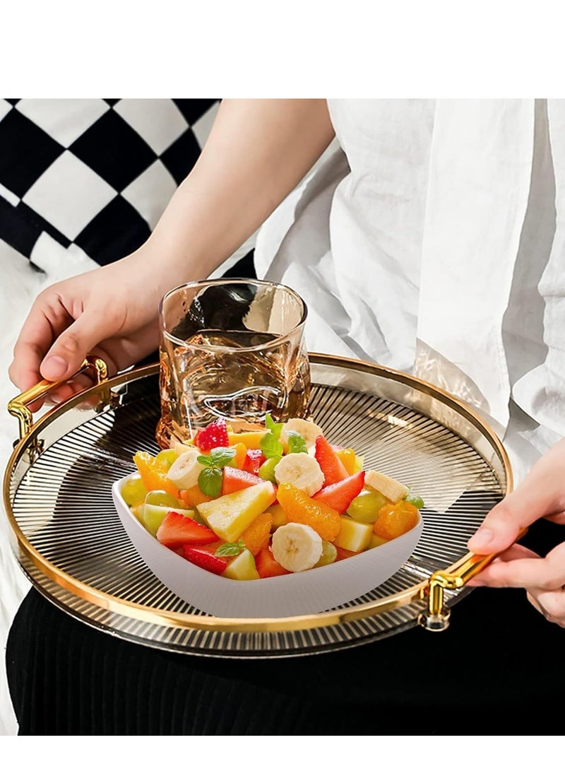 Serving Tray, Round Decorative Tray with Handles, Acrylic Breakfast Food Tray, Coffee Table Tray, Luxury Display Tray for Home, Restaurant, Table, Bar Drinks (Gold) - Image 4