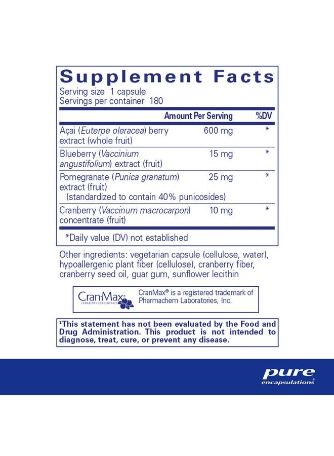Pure Encapsulations Acai 600 | مكمل التوت للألياف ودعم المناعة ومضادات الأكسدة والفلافونويدات* | 180 كبسولة - Image 2